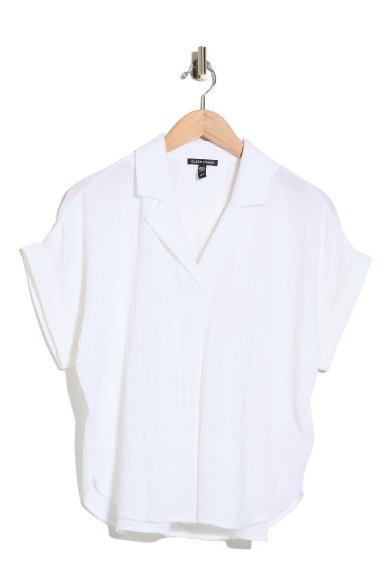 Notch Collar Roll Cuff Shirt, Alternate, color, WHITE
