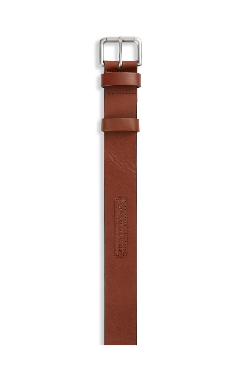 Big & Tall Leather Saddle Patch Belt, Alternate, color, TAN