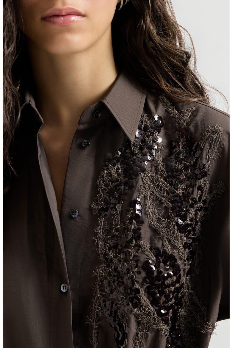 Dress with dazzling seabed embroidery, Alternate, color, Brown
