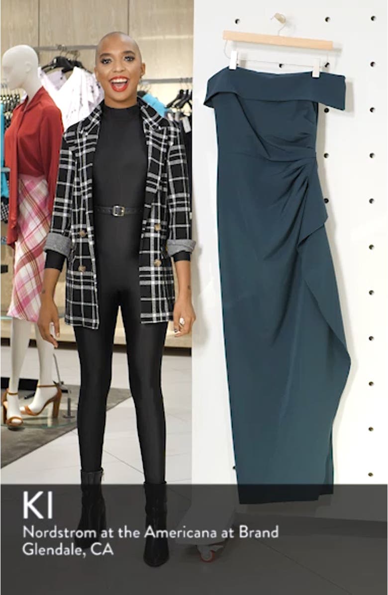 Off the Shoulder Crepe Column Gown, sales video thumbnail