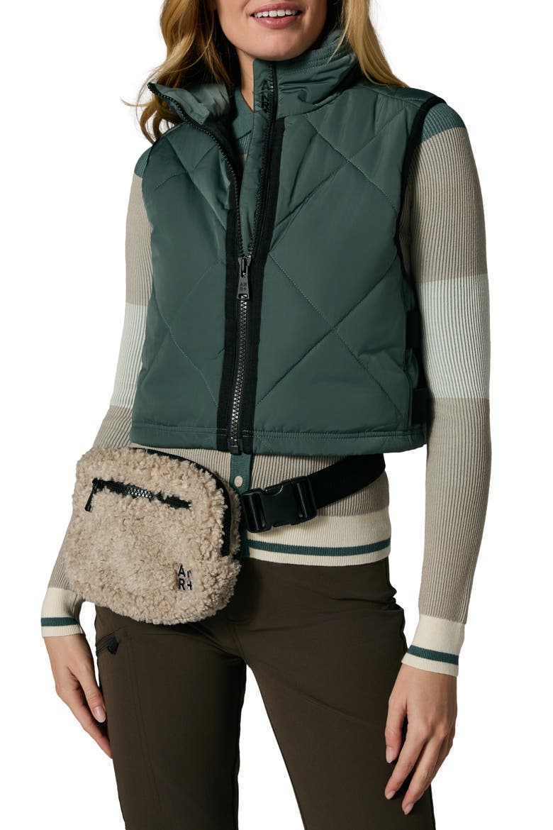 La Vitesse II Crop Water Repellent Insulated Vest, Main, color, EUCALYPTUS