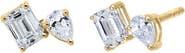 BY ADINA EDEN Lab Grown Diamond Emerald & Pear Stud Earring 14K