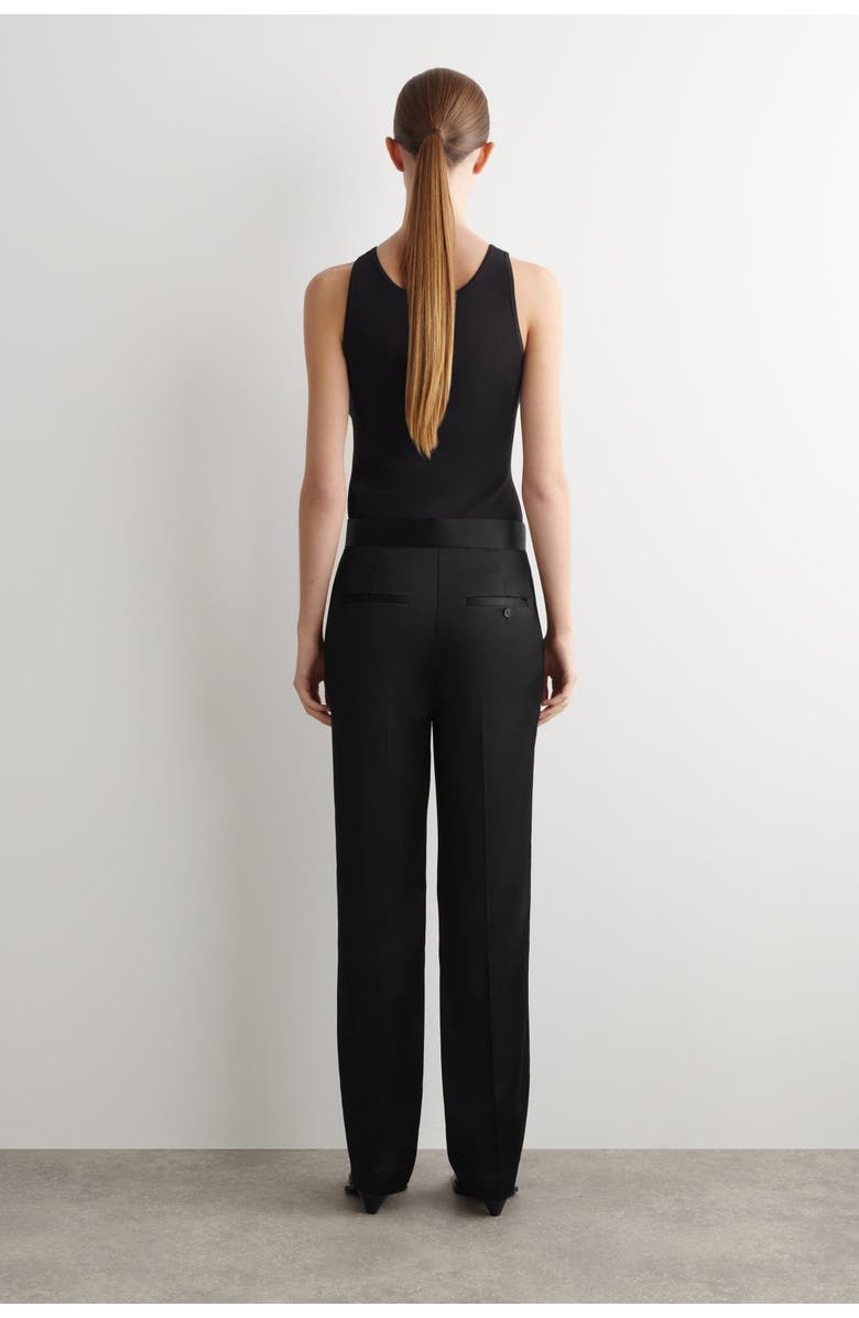 COS Tailored Satin Straight-leg Trousers, Alternate, color, Black
