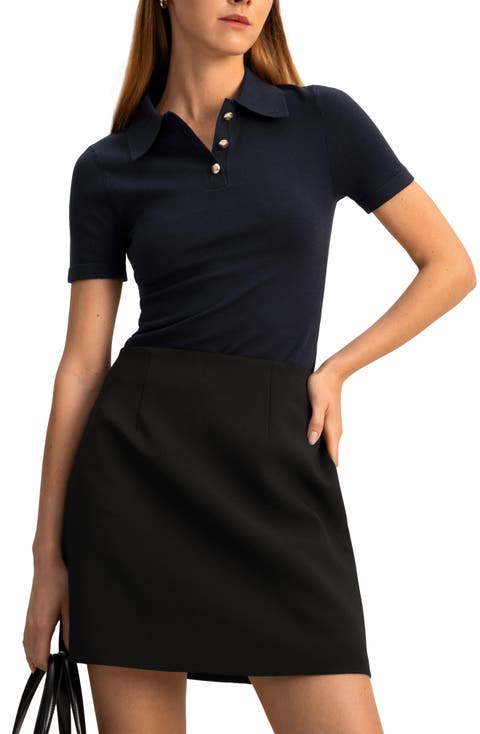 Short Sleeve Silk Polo Shirt