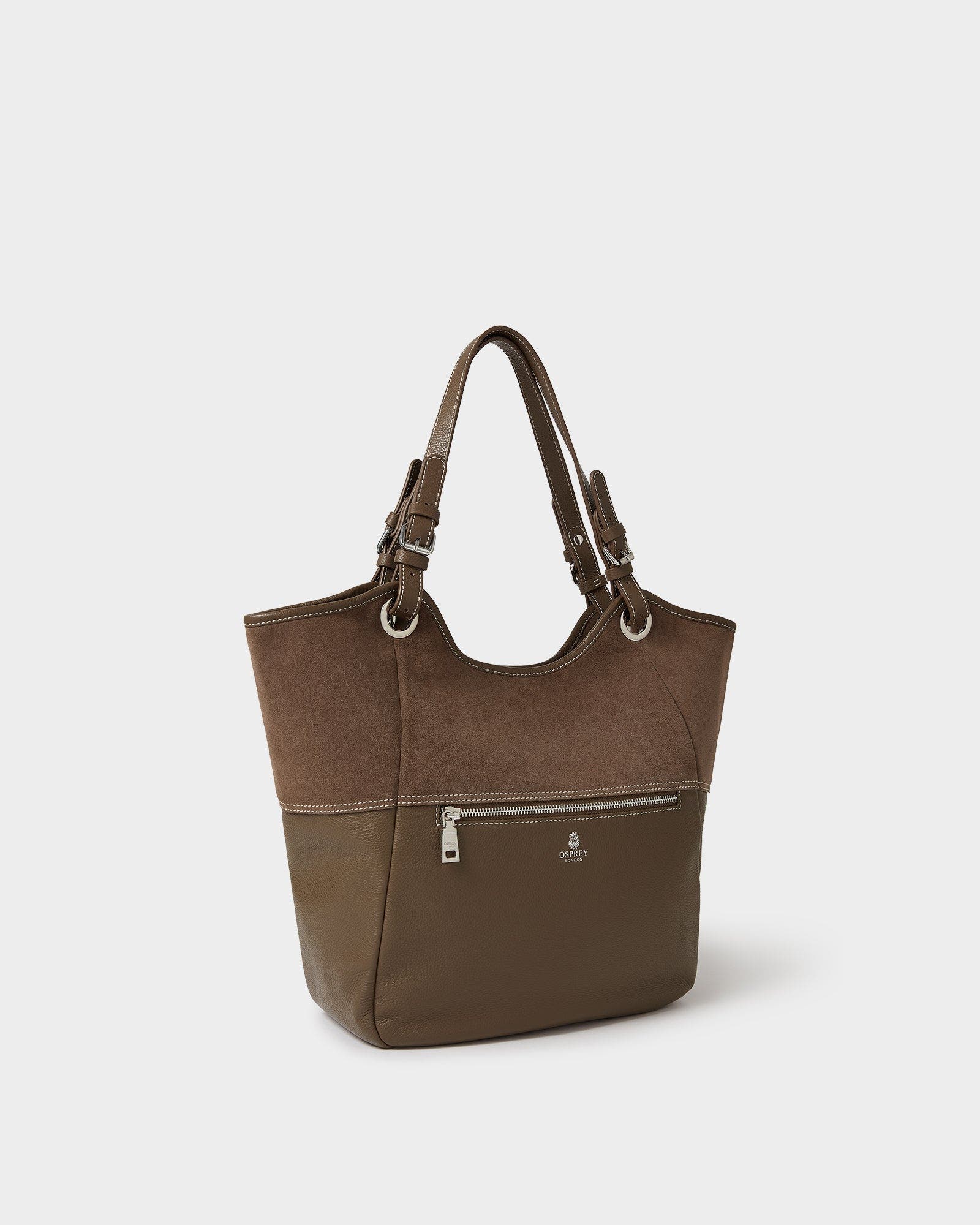 The Luxe Woodstock Suede & Leather Tote Bag, Alternate, color, Dark Truffle