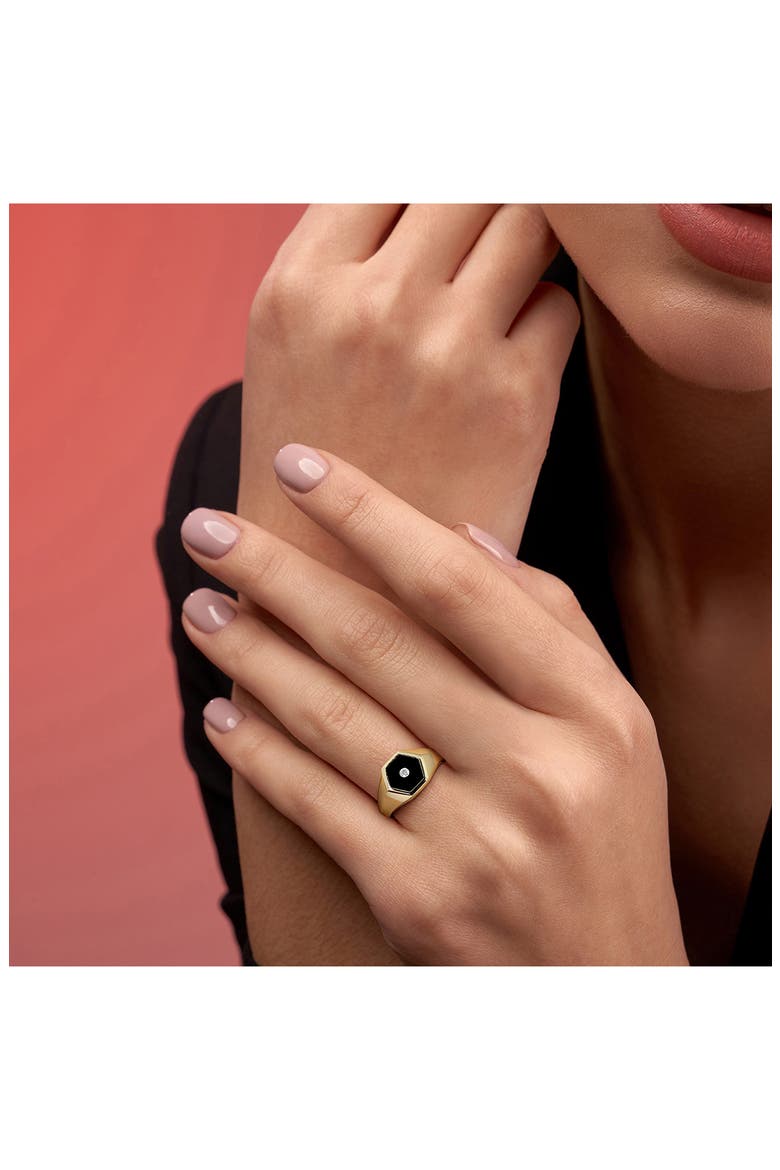 Onyx & Diamond Signet Ring, Alternate, color, BLACK