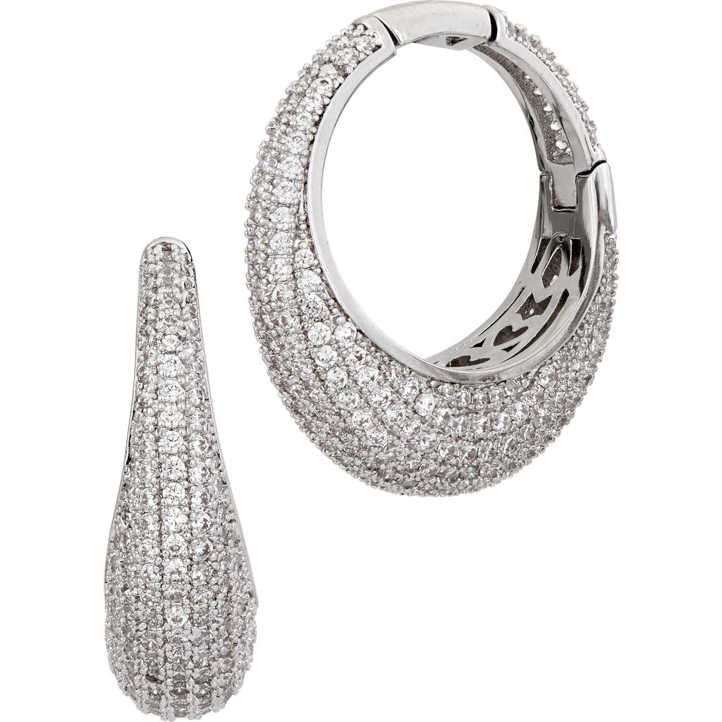 Savvy Cie Jewels Pavé Cubic Zirconia Graduated Hoop Earrings