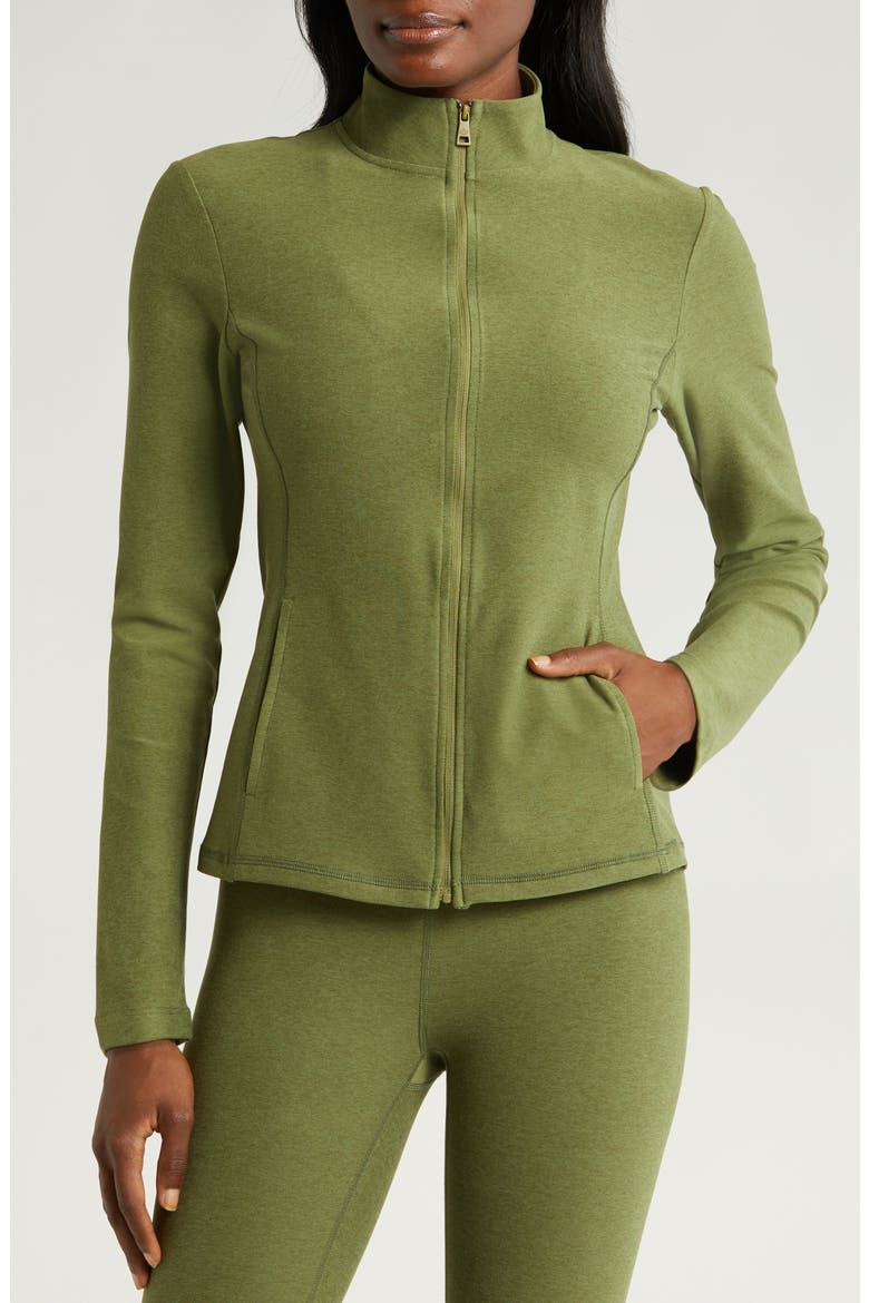 On the Go Mock Neck Jacket, Alternate, color, MOSS GREEN HEATHER
