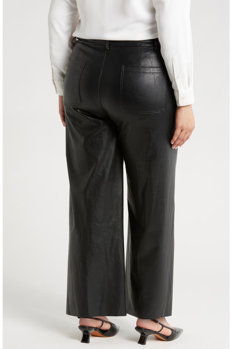 'Lyssentials High Waist Faux Leather Wide Leg Pants, Alternate, color, KOHL BLACK