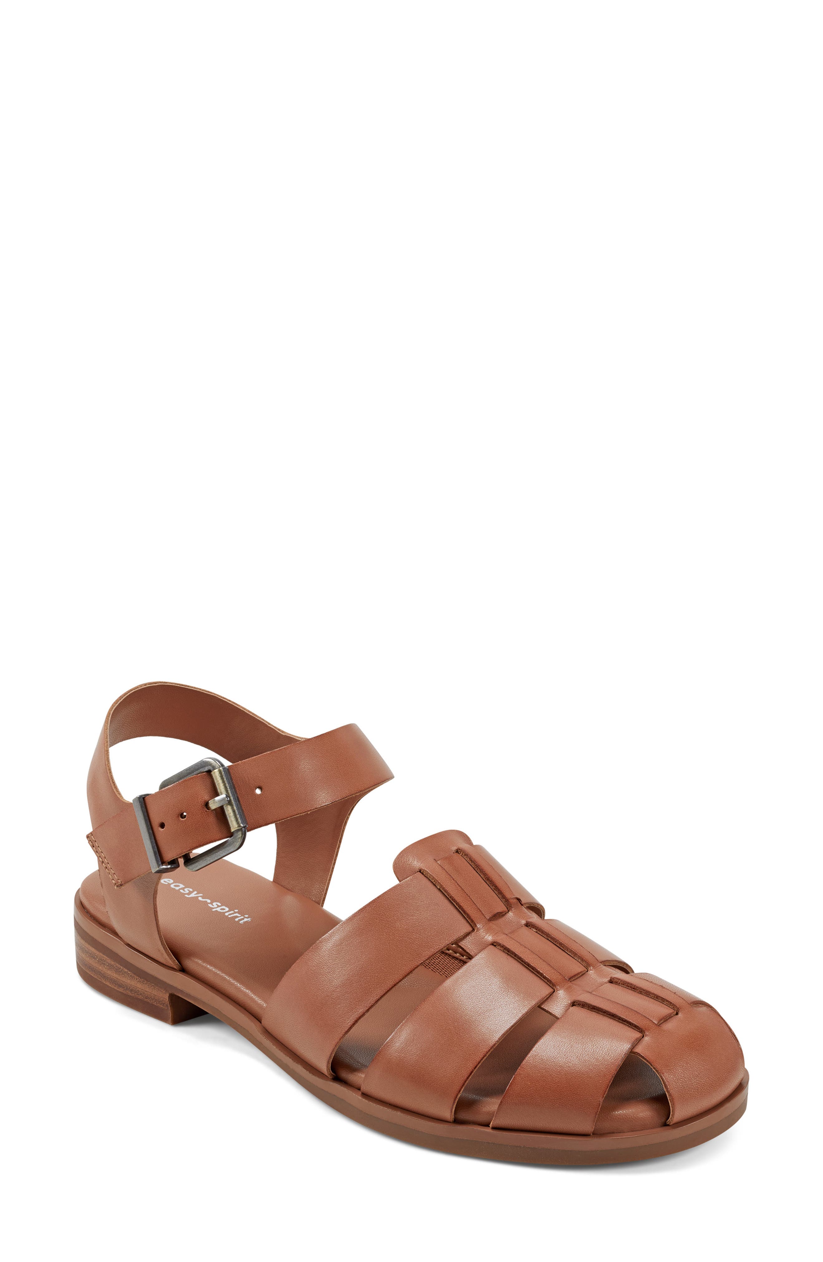 Easy Spirit Gretty Fisherman Sandal - Wide Width Available, Main, color, Medium Brown