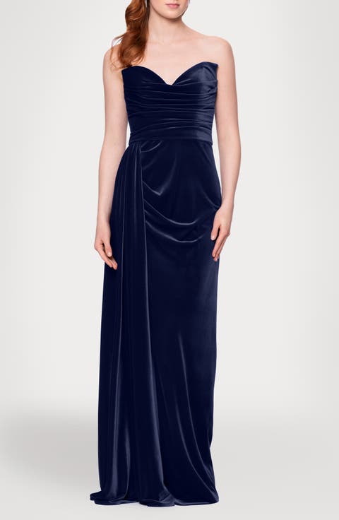 Drape Strapless Velvet Gown