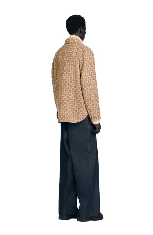Sandro Square Cross Jacquard Overshirt In Blue