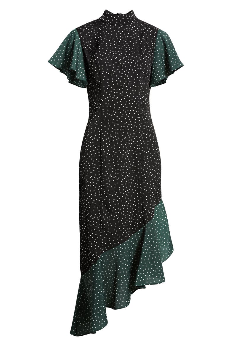 Moira Mock Neck Asymmetrical Hem Dress, Alternate, color, MULTI