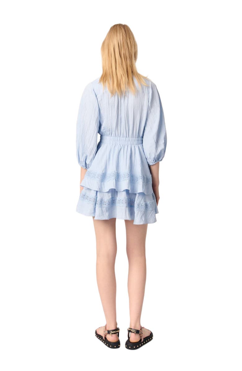 maje Dress with ruffles and lace details, Alternate, color, Blue Sky