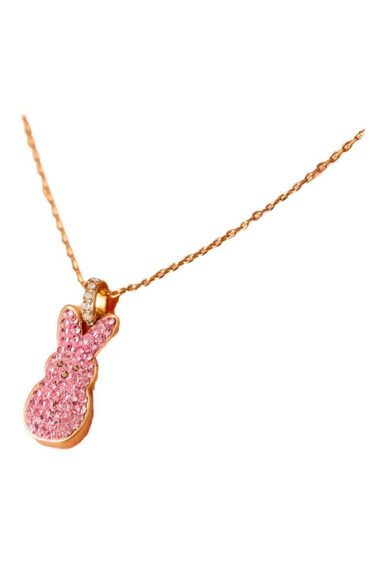 Peeps® Pave Pink Bunny Pendant Necklace, Alternate, color, Pink