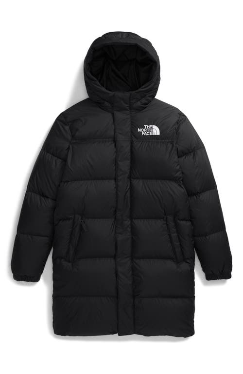 The North Face Kids' Retro 1996 Nuptse 700 Fill Power Down Packable Hooded Long Parka in Tnf Black 