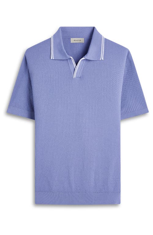Bugatchi Tipped Johnny Collar Short Sleeve Sweater In Steel