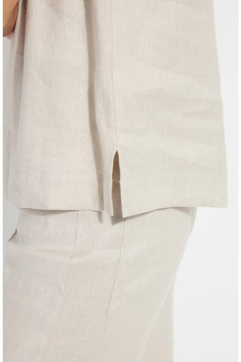 Gabriela Embroidered Detail Linen Blend Tank, Alternate, color, FLAX LINEN