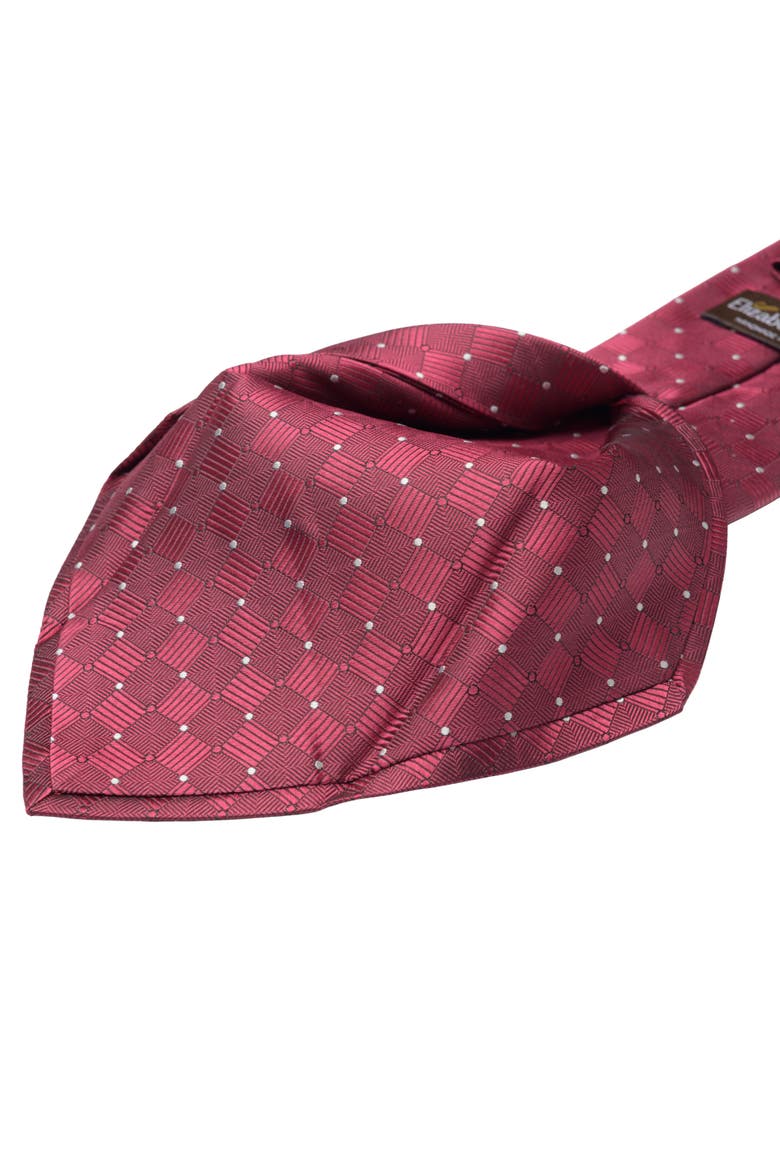 Barone - Silk Jacquard Tie for Men, Alternate, color, Crimson Red