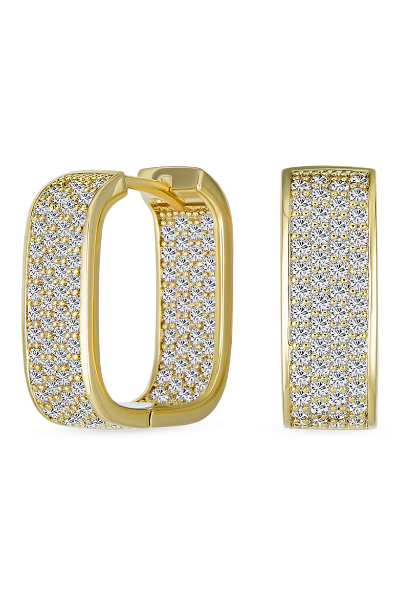 Bridal Pavé CZ Huggie Hoop Earrings, Alternate, color, GOLD ALTERNATIVE