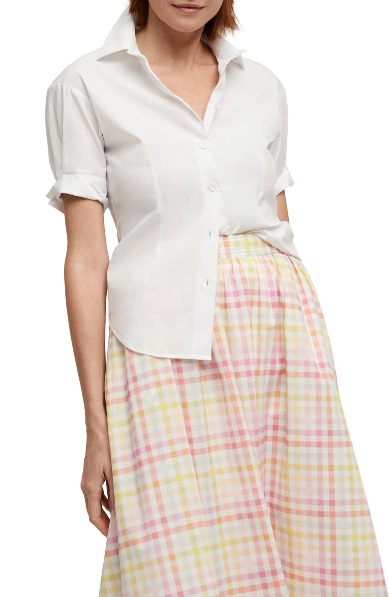Isaac Mizrahi New York Puff Sleeve Cotton Shirt, Main, color, 