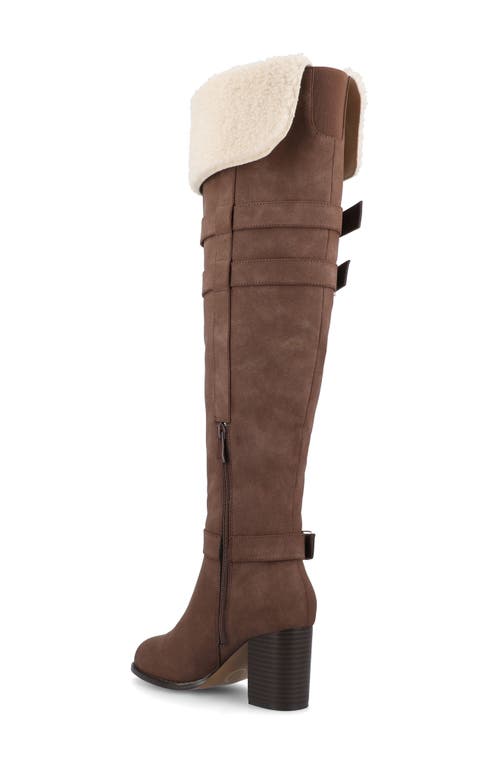 Journee Collection Alyza Faux Shearling Over-the-knee Boot In Brown