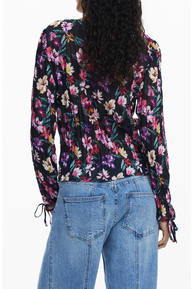 Floral Pintuck Top, Alternate, color, BLACK