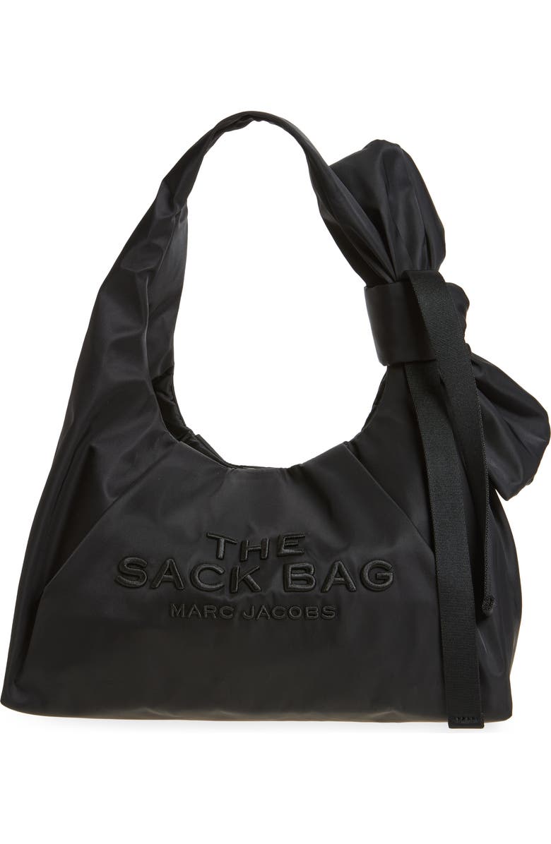 Marc Jacobs The Bow Nylon Sack Bag, Main, color, Black