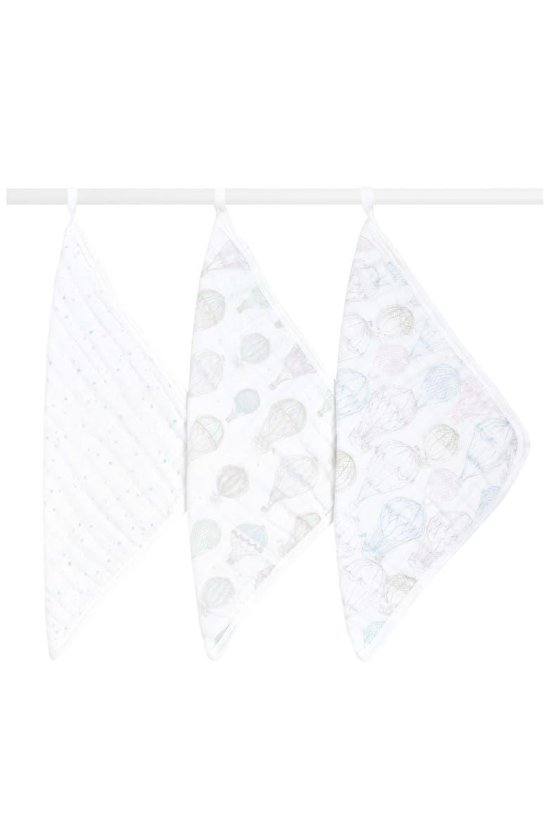 3-Pack Assorted Organic Cotton Muslin Washcloths, Alternate, color, ABOVE THE CLOUDS PINK