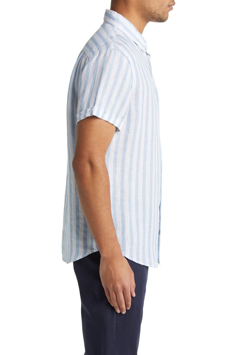 Rails Nice Stripe Short Sleeve Button-Up Linen Shirt, Alternate, color, 