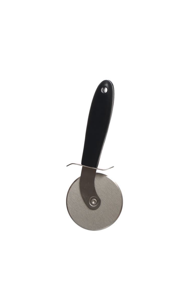 8-Inches Stainless Steel Pizza Cutter with Walnut Handle, Black, Main, color, Black
