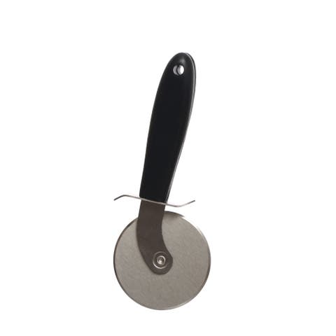 8-Inches Stainless Steel Pizza Cutter with Walnut Handle, Black