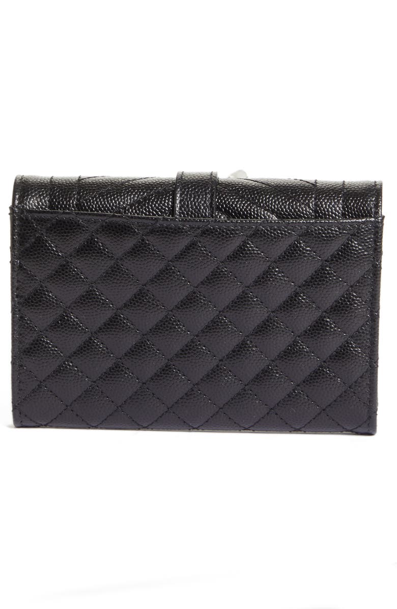 Saint Laurent Small Monogram Quilted Leather Wallet, Alternate, color, 