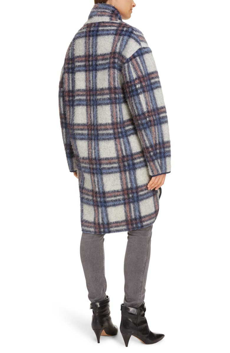 Isabel Marant Étoile Gabriel Plaid Wool Blend Coat, Alternate, color, 
