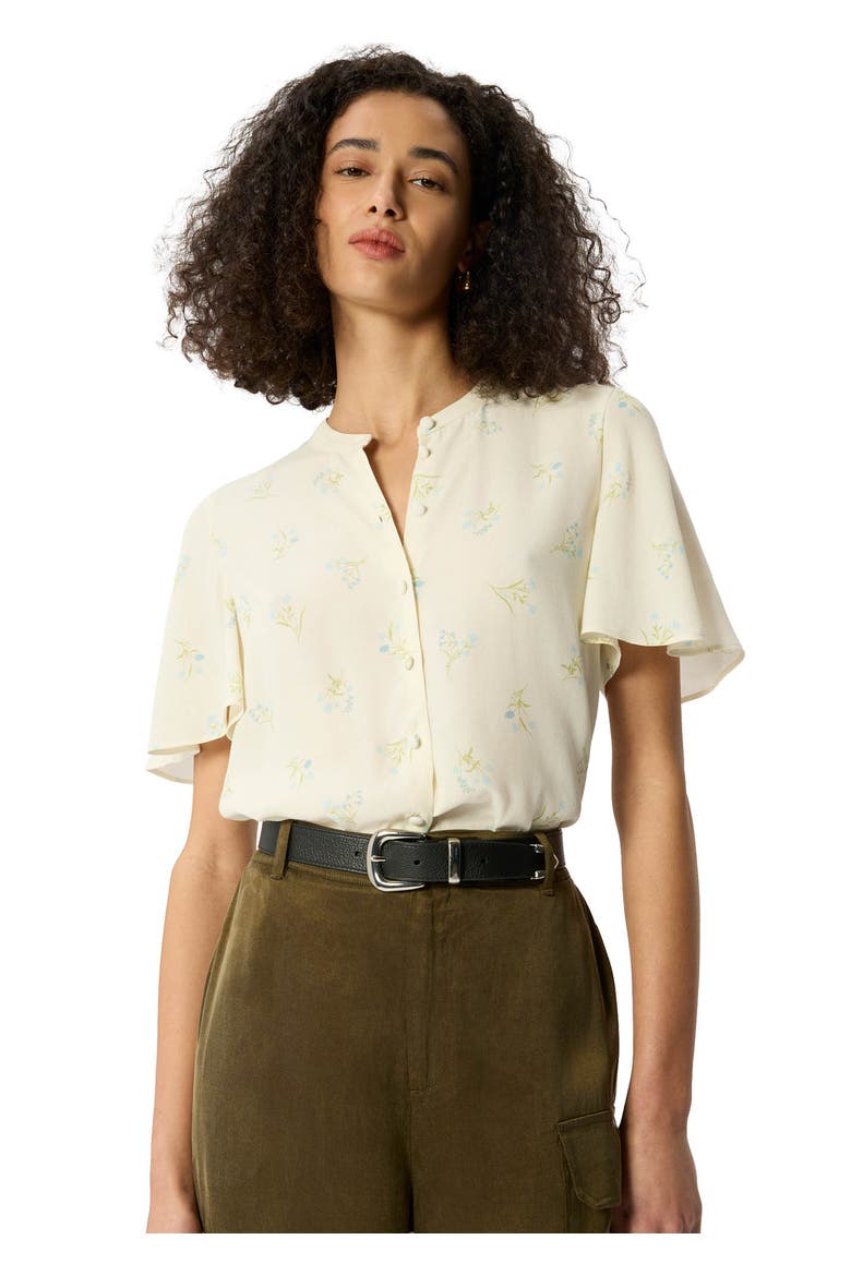 Floral Button Front Shirt, Main, color, Ivory/Multi