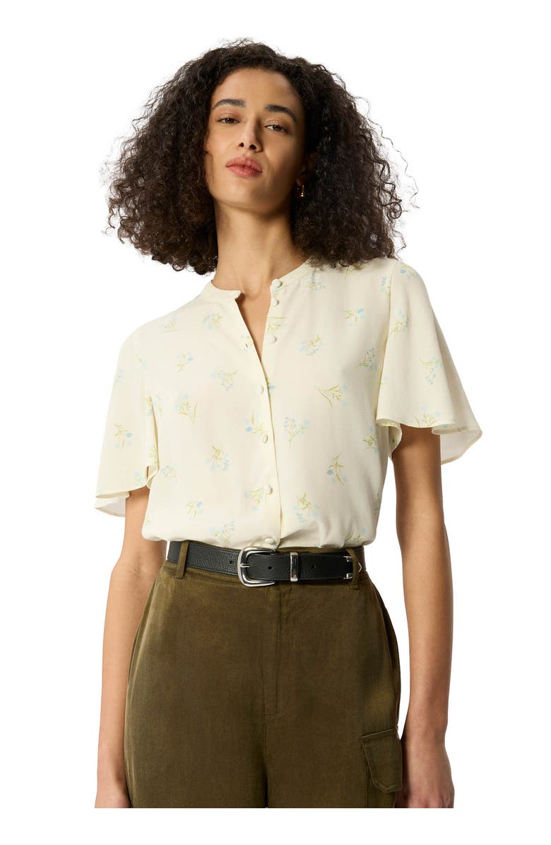 Whistles Floral Button Front Shirt, Main, color, Ivory/Multi