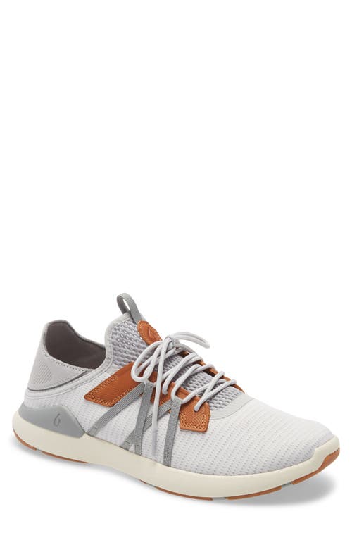 OluKai Mio Li Sneaker in Mist Grey/White Fabric 