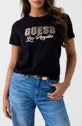 GUESS Snake Script Rhinestone Graphic T-shirt
