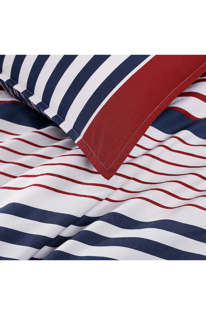 Tommy Hilfiger Brookyln Stripe Cotton Percale Comforter & Shams Set, Alternate, color, Beige/ Blue/ Red