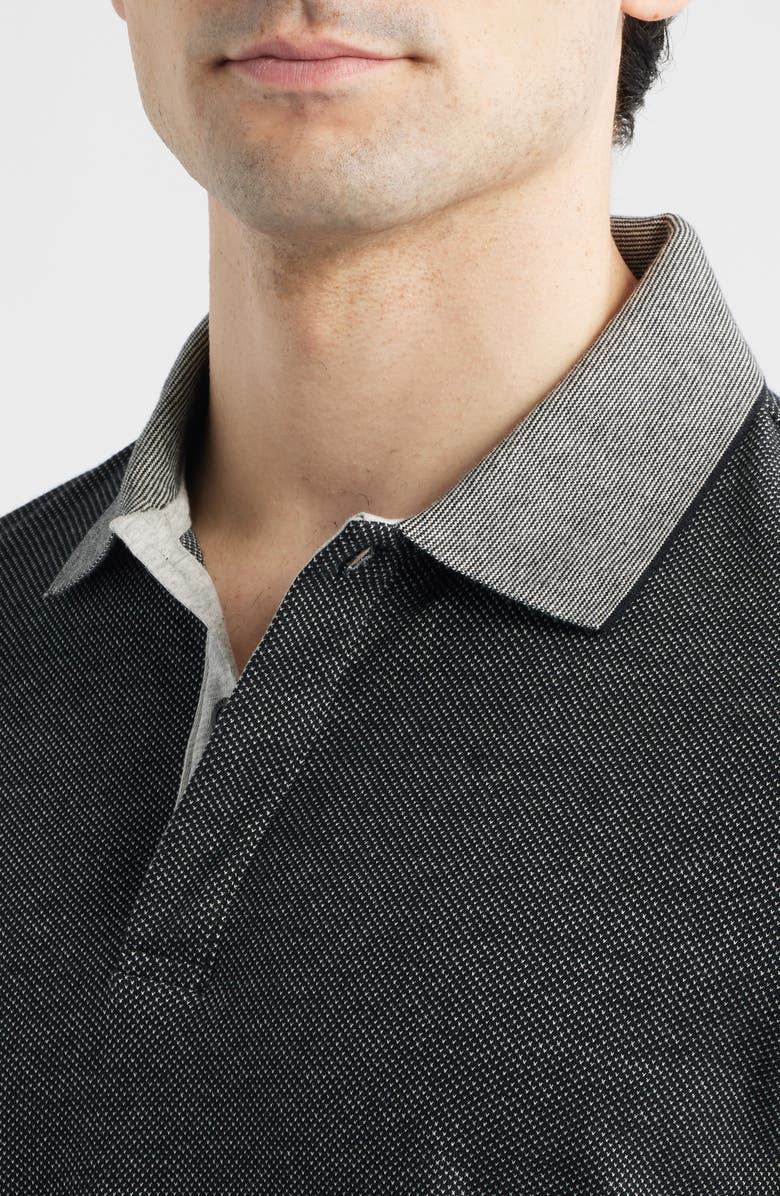 Johnston & Murphy Tonal Bird's Eye Polo, Alternate, color, Charcoal Birdseye