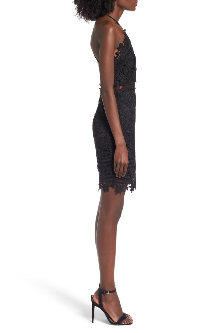 Lace Body-Con Dress, Alternate, color, BLACK