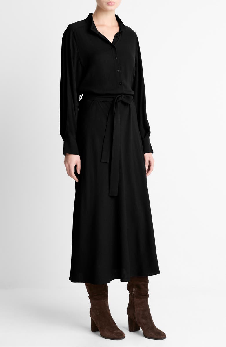 Vince Long Sleeve Shirtdress, Alternate, color, Black