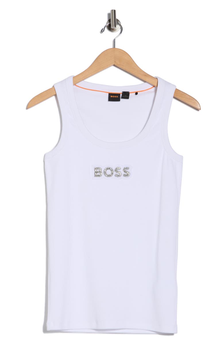 BOSS Orange Ematite Embellished Tank Top, Alternate, color, White
