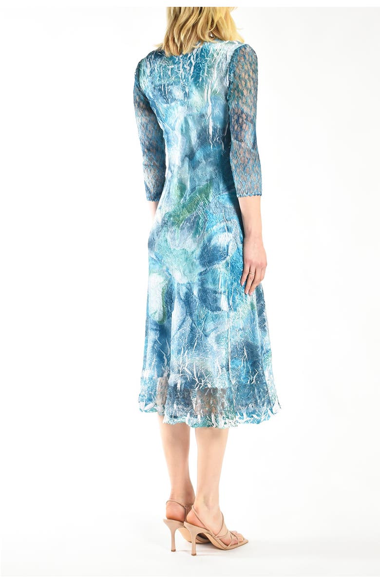 Komarov Painted  Printed Dress, Alternate, color, Turquoise Watrcolor
