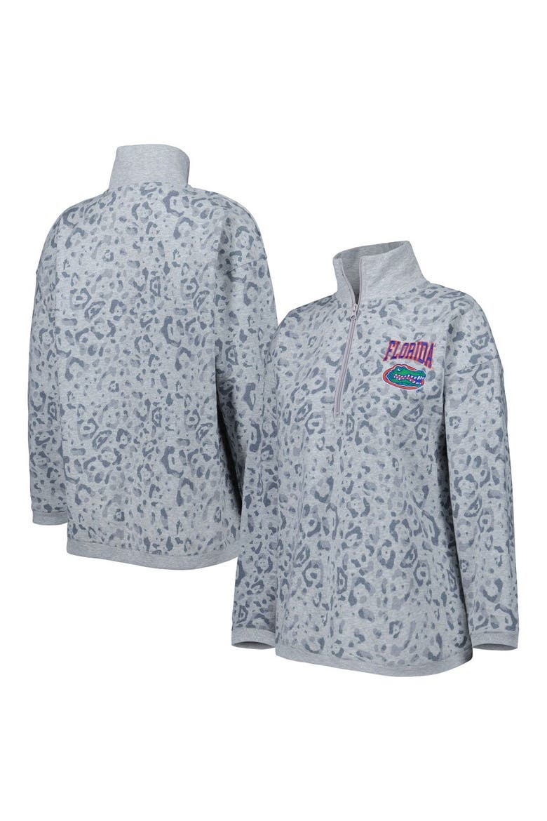 Women's Gameday Couture Heather Gray Florida Gators Leopard Quarter-Zip Sweatshirt, Main, color, Heather Gray