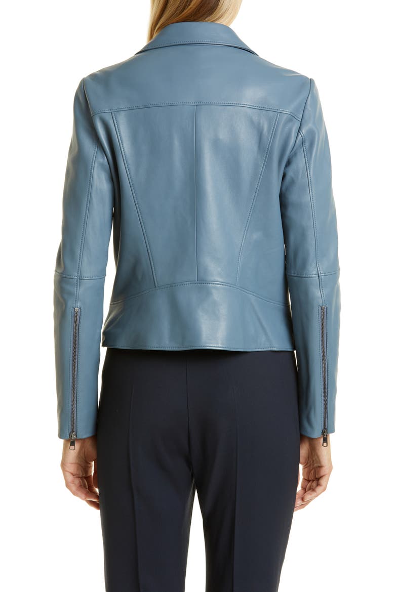 Saleli Lambskin Leather Jacket, Alternate, color, OPEN BLUE