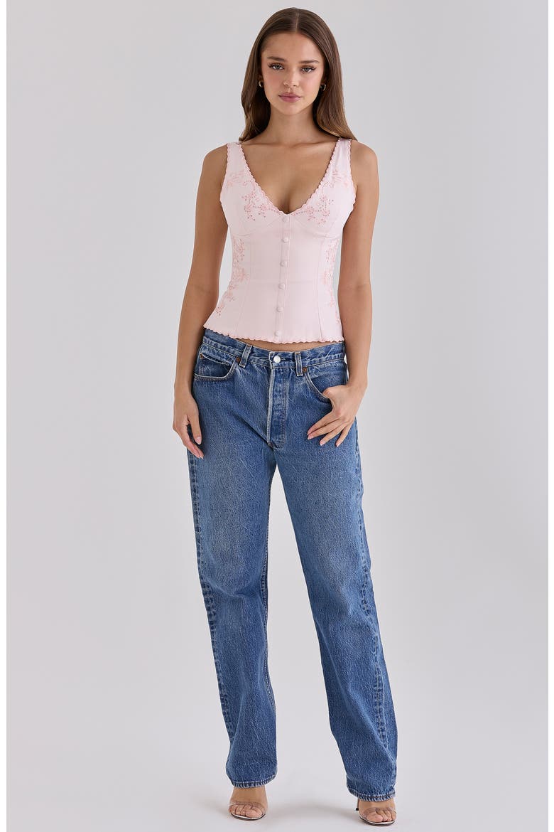 Sophine Embroidered V-Neck Top, Alternate, color, PINK