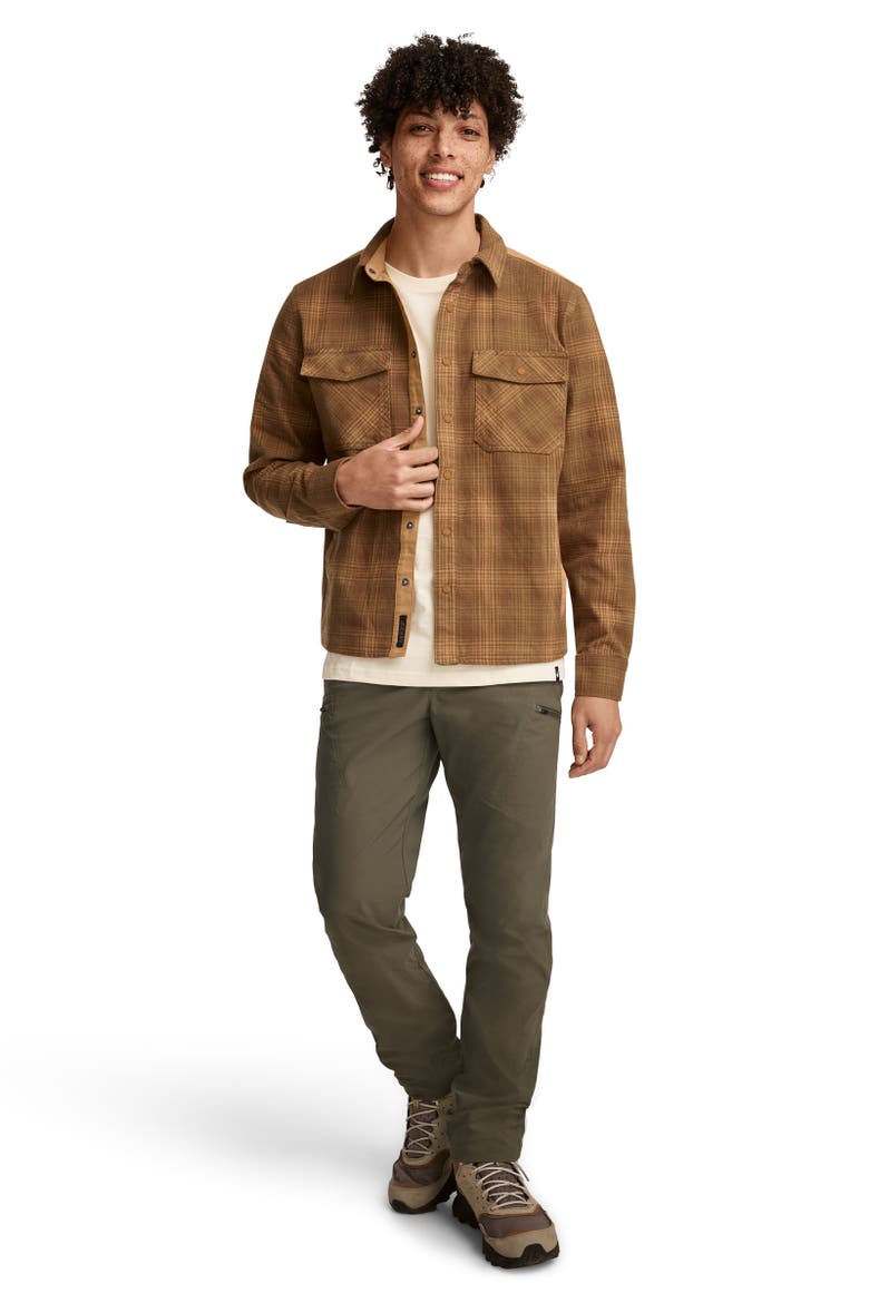 Mens Flannel Shirt Jacket, Alternate, color, Brown Plaid