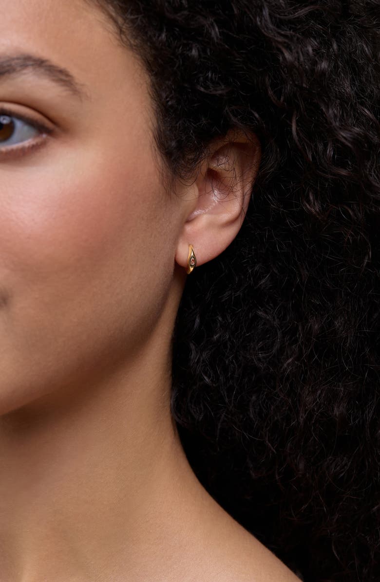 Bony Levy 14K Yellow Gold White Topaz Hoop Earrings, Alternate, color, 14K Yellow Gold