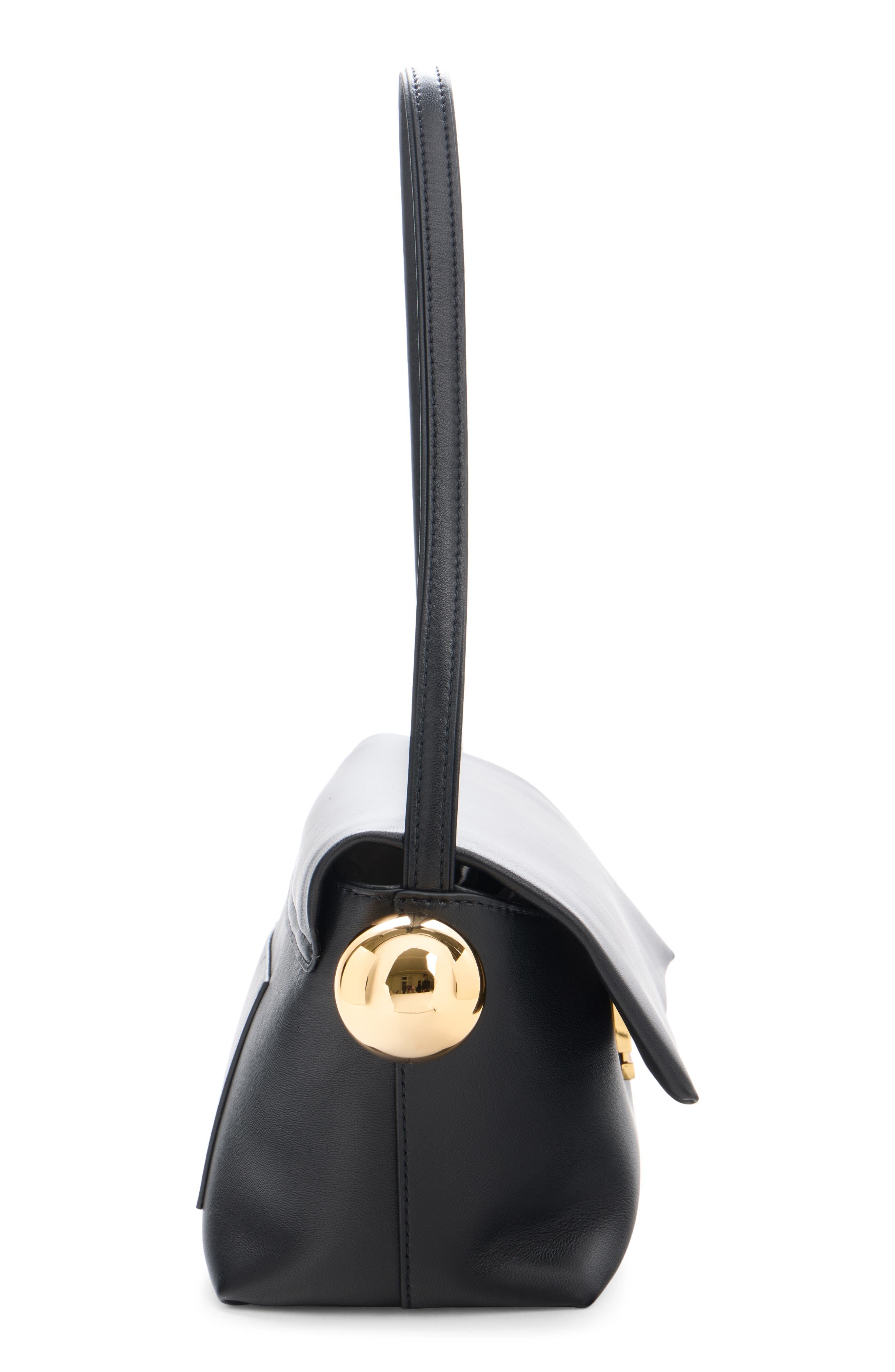 Jacquemus Le Rond Carré Leather Shoulder Bag, Alternate, color, Black 990